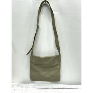COS Womens Crossbody Leather‎ Bag Adjustable Strap Zippers Beige 9in x 9.5in